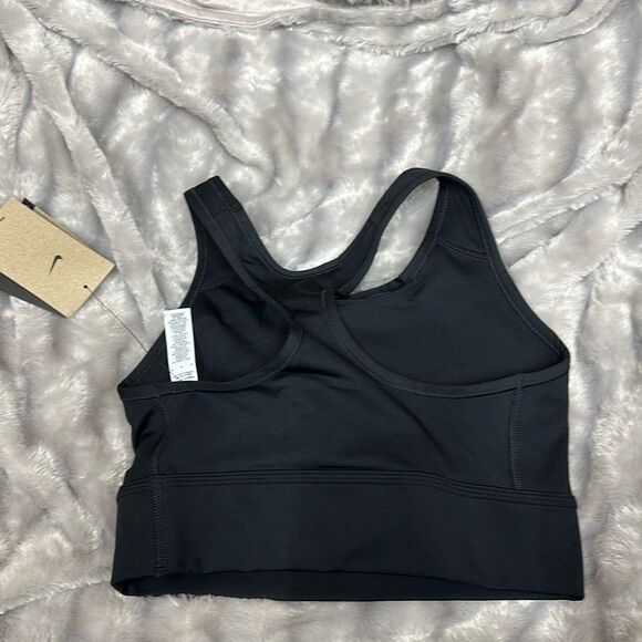 Nike Women's Dri-FIT Swoosh Bras in Black/White | Size: Large | Fit2Run - Picture 3 of 3